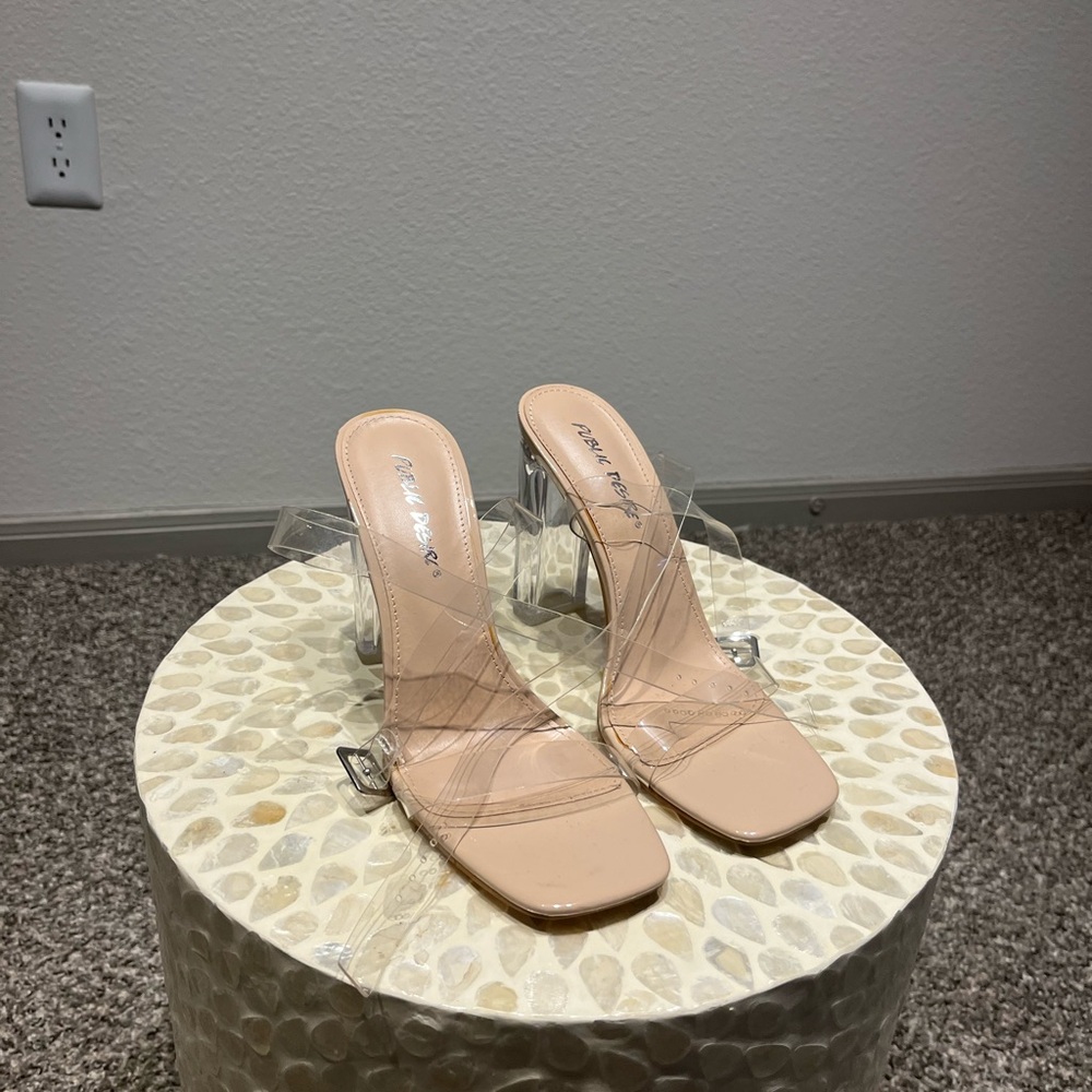 Public Desire Transparent and Beige Heels